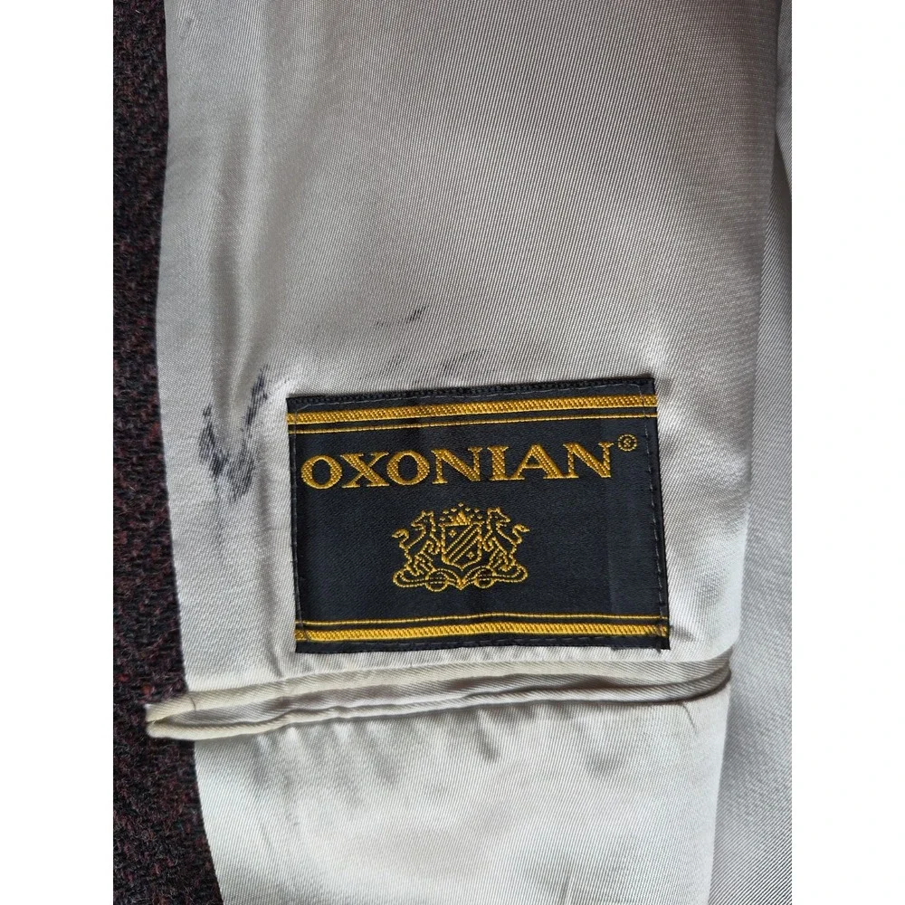 Oxonian Vintage Mens Herringbone Tweed Sports Coat 39L Mauve 2 Button P601